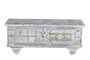 GINER Y COLOMER - Bahut en bois de manguier finition blanc vieilli avec appliques bronze - 46 x 116 x 40 cm (LxHxP)